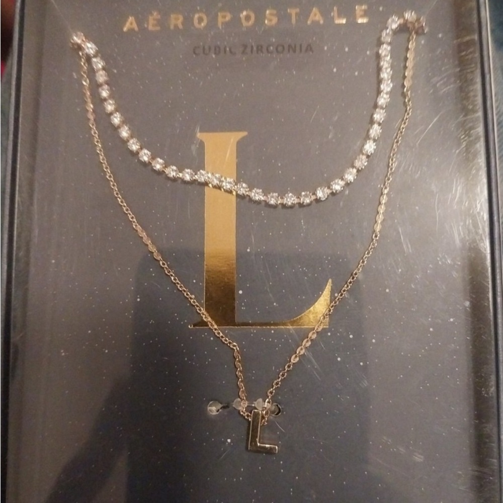 Aeropostale Gold Plated Chain Necklace With Initial L Pendant - NIB